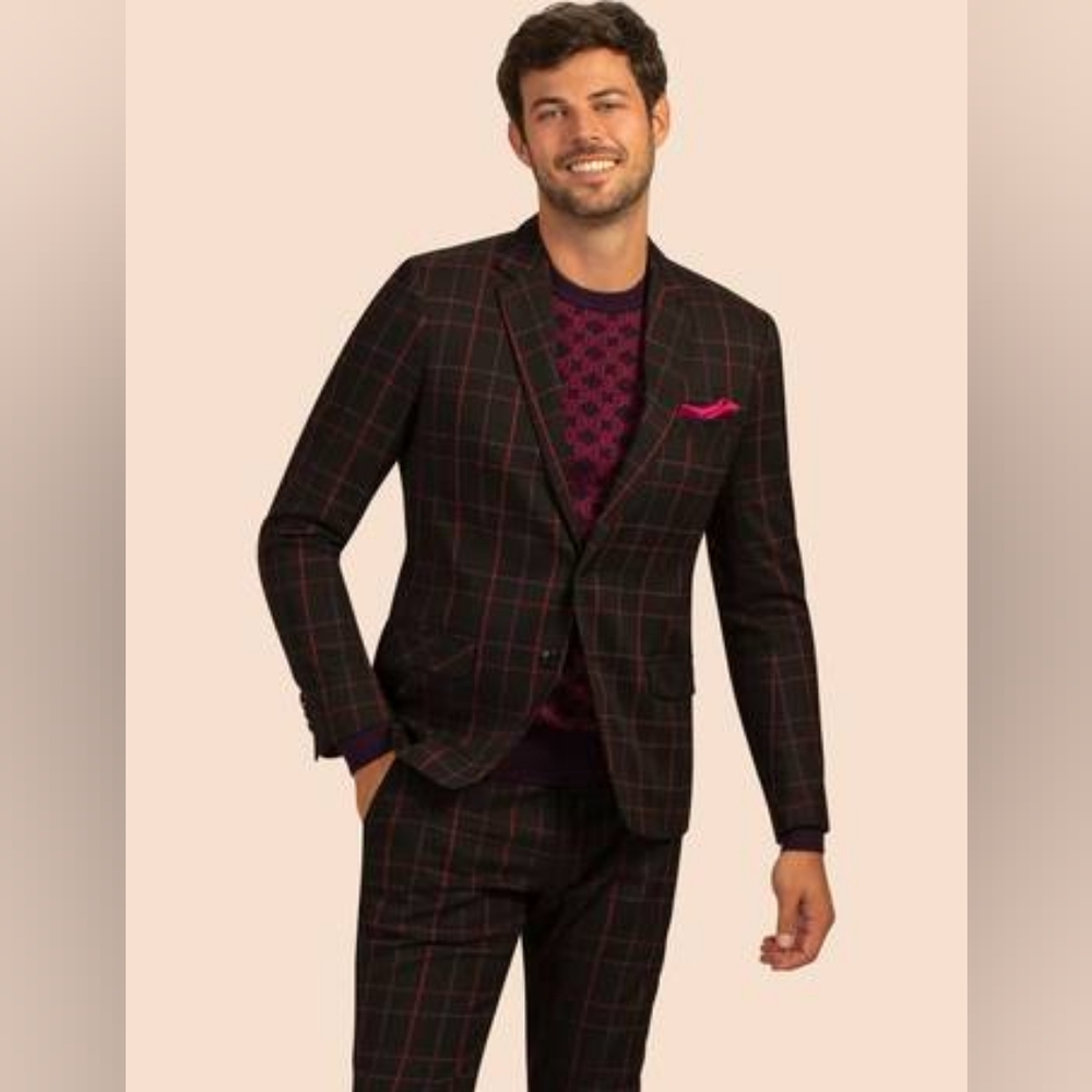 Mr Turk Thurston Blazer - Windowpane Multicolor